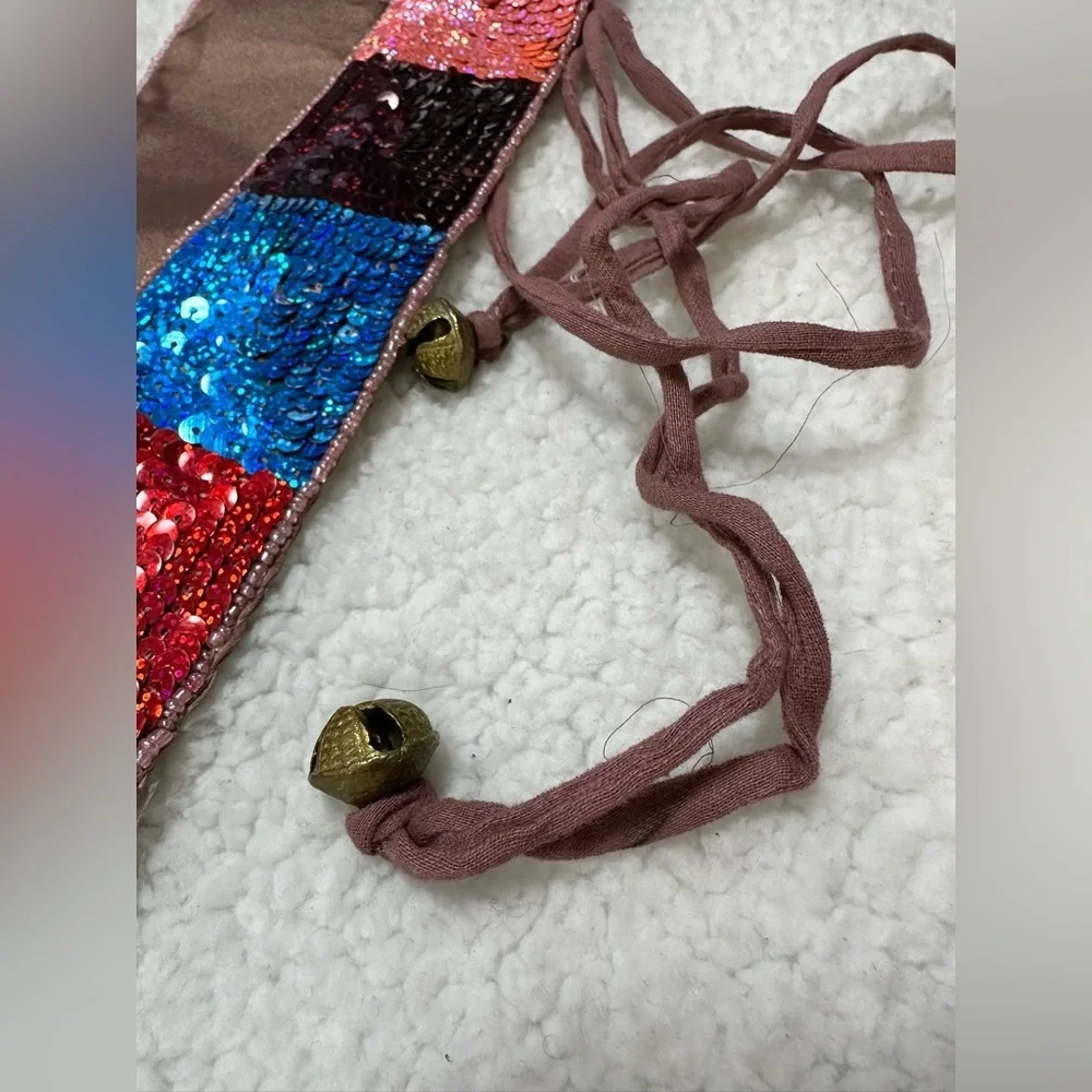 Vintage Raj Multicolor Sequin Tie Belt Deadstock new in package Festival Boho